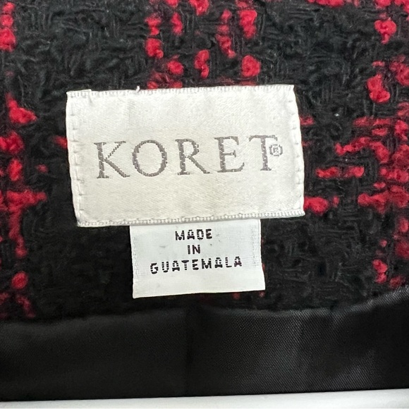 Vintage Koret Wool Blend Jacker Women’s Size 12 Black Red Blazer - Picture 7 of 8